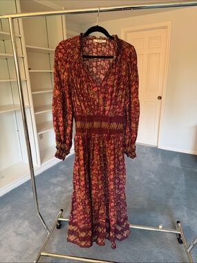 Sea New York Burgundy Floral Long Sleeve Maxi Dress